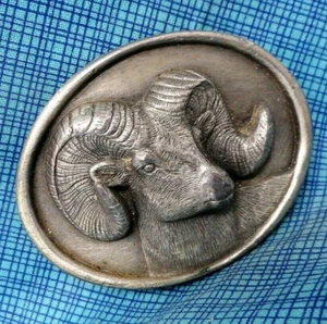 Rocky Mountain Big Horn Sheep Ram Dress Belt Buckle Vtg 80s Siskiyou .TWY682 - Picture 1 of 8