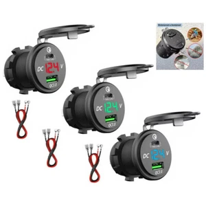 Type-C PD QC3.0 USB-Ladegerät Digital Voltmeter Steckdose Adapter Auto Motorrad - Picture 1 of 23