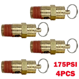 4x 1/4" NPT 175 PSI Air Compressor Relief Pressure Safety Valve Tank Pop Off US - Picture 1 of 6