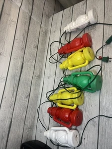 Vintage 7 Lantern Patio Camping RV Blow Mold Tiki String Lights ""WORKS"" - Picture 1 of 7