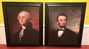 George Washington & Abe Lincoln schwarz gerahmtes Porträt Kunstdrucke 23,5" x 19,5" - Bild 1 von 9