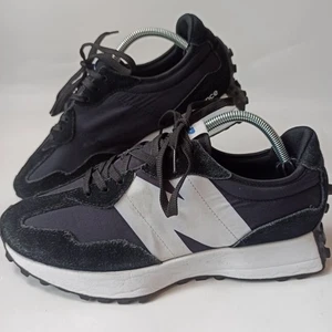 New Balance 327 Herren Retro Canvas/Wildleder Turnschuhe - schwarz/weiß - Größe 9 UK - Bild 1 von 18