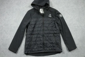 Hurley Jacket Mens Medium Black Hooded Full Zip Softshell Quilted Fleece Lined - Picture 1 of 9