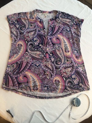 Dana Buchman Camisa Paisley Rosa Morado Mujer’s Talla XL Foto 1 de 4