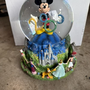 Vintage Disney 2000 Snow Globe / Music Box "Celebrate The Future" Mickey Mouse - Picture 1 of 16