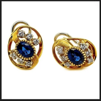 18K 750 Gold  Designer Fabio Giorgio Limone Ohrringe Diamant Saphir 4,36Ct Damen - Bild 1 von 4