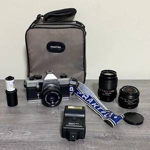 Praktica MTL5 B Film Camera 3 Various Lens + Flash & Carry Case Vintage VGC Rare - Picture 1 of 24