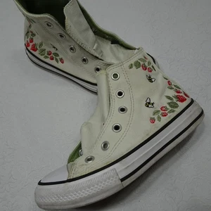 Zapatillas Converse All Stars Niñas Jóvenes Talla 12 Abejas Fresas Bordadas - Imagen 1 de 8