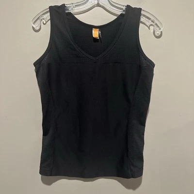 Camiseta sin mangas Lucy Power camisa atlética para mujer talla mediana larga negra nailon spandex Foto 1 de 4