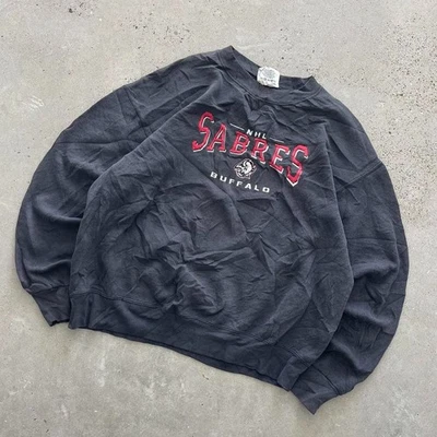 Vintage 90s Buffalo Sabres  Black Color reprint Sweatshirt  AN63700 - Image 1 of 2