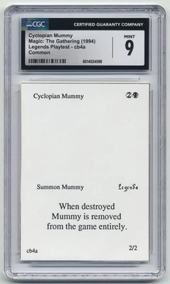 Graded Cyclopian (Cyclopean) Mummy CGC 9 MINT Legends Playtest Card MTG Magic! - Image 1 of 2