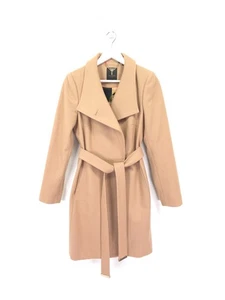 Abrigo Ted Baker Nevia Talla 3 UK 12 Largo Beige Abrigo Lana Mezcla Cachemira Chaqueta - Imagen 1 de 14