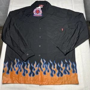 NWT DEADSTOCK VTG Third Rail Size XL Button Down Shirt Long Sleeve Flames Skate - Picture 1 of 7