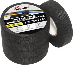RED WOLF Wiring Harness Tape High Temp Wire Cable Loom Self-Adhesive Fabric Tape - Picture 1 of 7