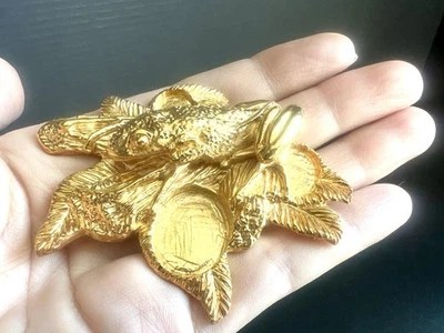 Vintage Gold Tone Frog Brooch Blank Finding Signed RO-DO Rosemary G Unused NOS - Image 1 of 4