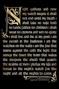 NEW Game of Thrones The Night Watch Oath Wall Poster - Season 3 - Picture 1 of 1