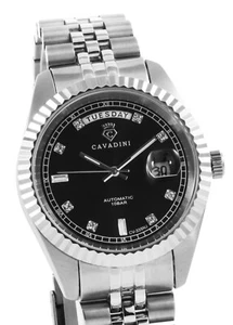 CAVADINI Automatik Miyota 8285 Herrenuhr Leonardo CV-335NJ Edelstahl schwarz - Picture 1 of 13