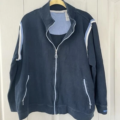 Liz Claiborne Women’s Navy Sweatshirt Full Zip Pocket Cotton Jacket 1X - Image 1 of 4