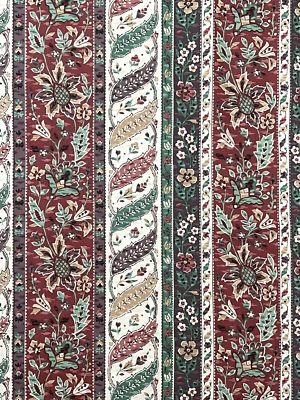 Tela a Rayas Waverly Café POR Decoración Floral Artesanía Retro 55" con Costura Scotchgard Foto 1 de 4