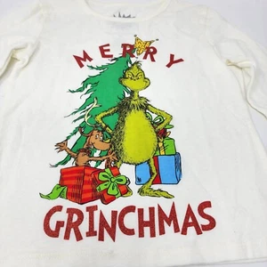 The Grinch Merry Grinchmas White Long Sleeve Girls Graphic T Shirt XS New - Picture 1 of 9