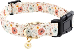Cotton Designer Dogs Collar Cute Flower Dog Collars for Girl Female Small Medium - Picture 1 of 12