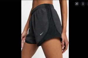 Nike Womens Dri-Fit Size M brief lined Running Shorts dark gray Black medium - Picture 1 of 8