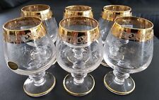 Neu 6 x Cognac Gläser Bleikristall Goldrand Handgeschliffen Murano Medici 70er