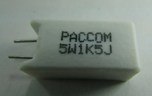 10 Flameproof 5 Watt 1.5K Ohm 5% Cement Ceramic Resistors Radial Solder Leads 5W - Picture 1 of 10