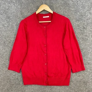 Regatta Cardigan Womens 12 Red Knit 3/4 Sleeve Button Round Neck 27718 - Picture 1 of 10