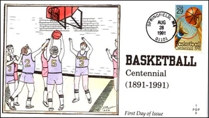 Scott 2560 29 Cents Basketball Top Pop Hand Painted FDC 18 Of 50 - Picture 1 of 2