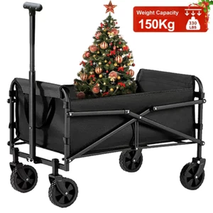 Collapsible Heavy Duty Wagon Cart Outdoor Camping Garden Beach Cart Big wheels - Picture 1 of 15