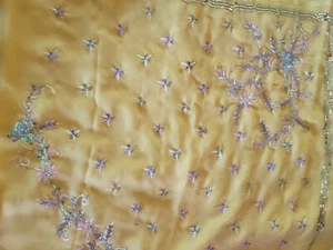 Bollywood Beautiful Designer Chiffon Saree Embroidery Bead Sequins Work - Picture 1 of 12