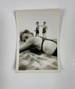 Vintage Circa 1930s 1940s Photo Men’s Fashion Shoulder Strap Bathing Suit - Picture 1 of 6