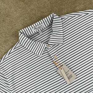 Peter Millar mens Shirt XL Black Striped Polo Golf Performance Short Sleeve NEW - Picture 1 of 14