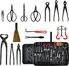 16 Pcs Bonsai Tool Set Steel with Pruning Shears, Bonsai Scissors, Wires, Bag