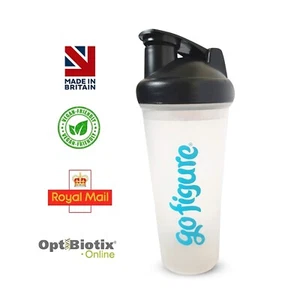GoFigure 600ml Protein Shaker Bottle BPA Free Leakproof Odorless Black Lid Gym - Afbeelding 1 van 4
