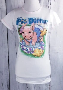 VTG Katz Kidz Sleepwear Girl's Size M 6/7 'The Pig Dipper' White Nightshirt USA - Picture 1 of 9