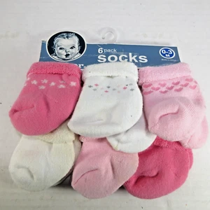 GERBER 6ER PACK SOCKEN 0-3M PINK & WEISS NEU - Bild 1 von 6
