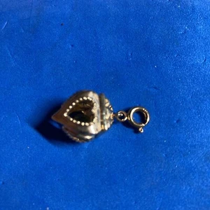 925 Good Vermeil Heart Charm Green Crystal B131 1” - Picture 1 of 7