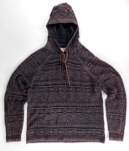 Carbon 2 Cobalt Mens Tribal Aztec Pullover Hoodie 100% Cotton Brown Size M - Picture 1 of 8