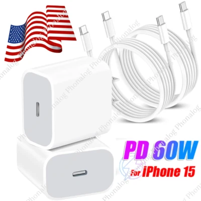 2 PACK For iPhone 15 16 Pro iPad Samsung 20W USB-C Fast Charger PD Type-C Cable - Image 1 of 4