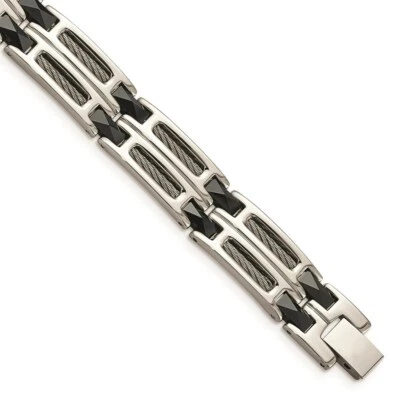 Stainless Steel and Dark Blue Ceramic Fancy Link Bracelet - Image 1 of 3