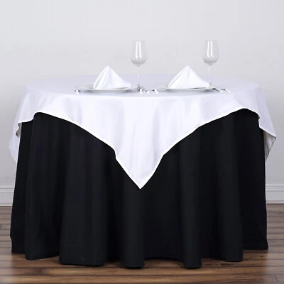 24 pcs 54" White SQUARE POLYESTER TABLECLOTHS Wedding Catering Dinner Linens - Image 1 of 4
