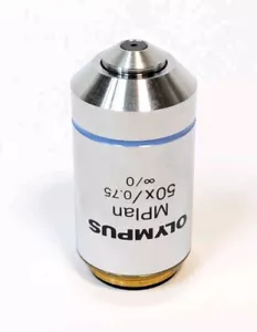 Obiektyw mikroskopu Olympus MPlan 50x/ 0,75 oo/0, RMS, doskonały stan! - Zdjęcie 1 z 4