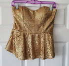 NWT Say What ? Sequence Tube Top Strapless Gold Size Medium