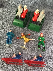 Vtg Fowind Plastic Figures SKATER Sleigh Village People Sled Winter Sports Lot - Picture 1 of 15