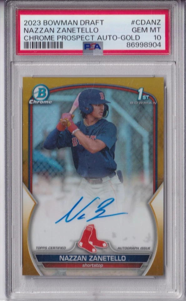 2023 Bowman Chrome Draft Nazzan Zanetello Gold Refractor Autograph /50 PSA 10 - Image 1 of 1