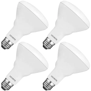 Luxrite BR30 LED Flood Light Bulb 8.5W 4000K 650LM Dimmable Damp Rated 4 Pack - Picture 1 of 7
