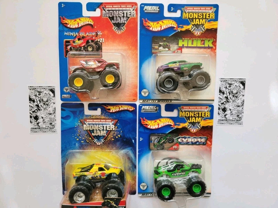 Лот из 4 2002 HULK Ninja лезвие Suzuki киборг Hot Wheels Monster Jam 1:64 HWMJ - Изображение 1 из 4