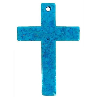 Chinese Turquoise Cross Beads 40x30mm 6 Pack For Jewelry Making Pendants - Image 1 of 4